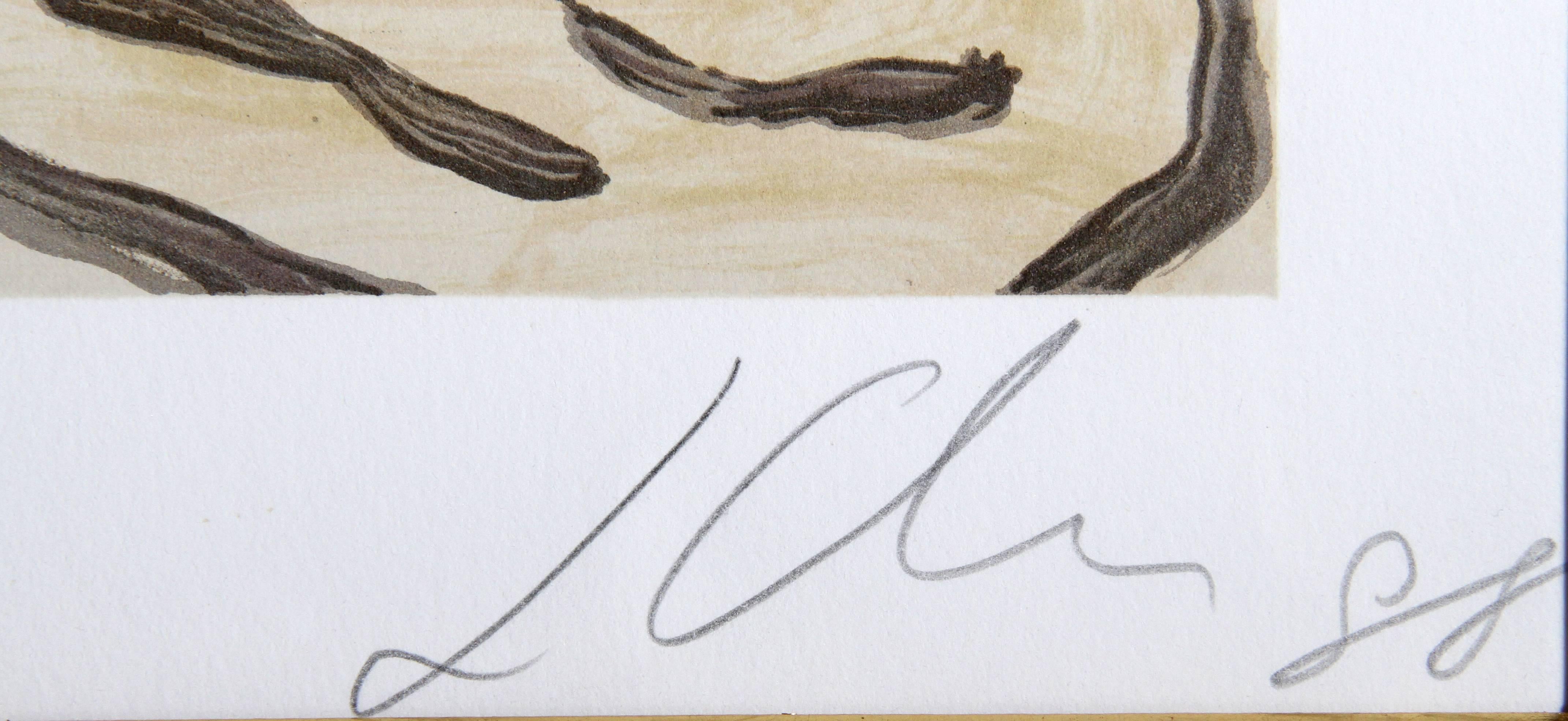 Atletas, litografía impresionista de Sandro Chia en venta 2