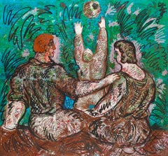 Huge 6X6 Lithograph Italian Post Modernist Figurative Pop Art Children's Holiday