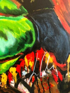 Large lithograph Italian Post Modernist Bright Figurative Pop Art Sleeping Man