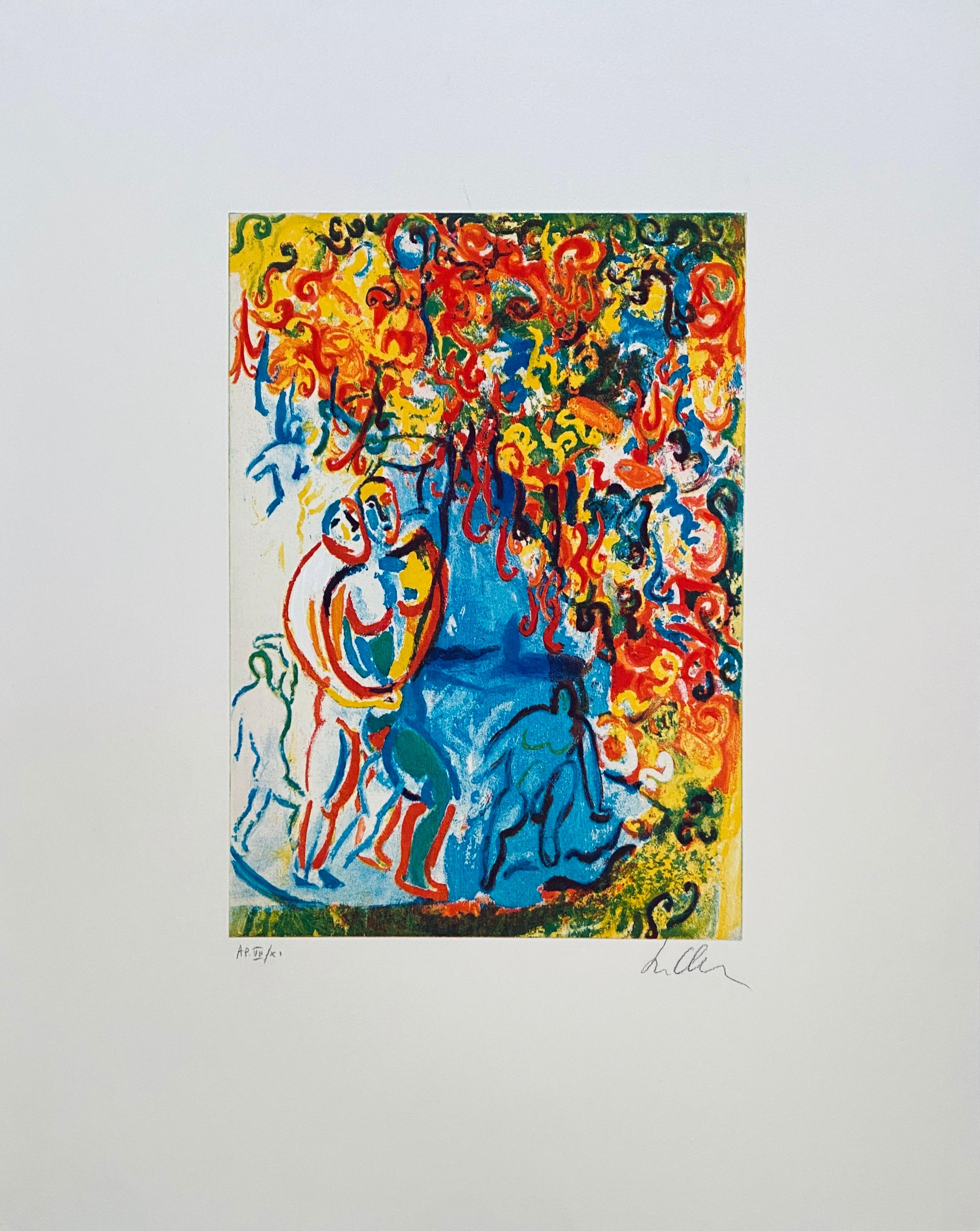 Litografia Italiana Post Modernista Figurativa Pop Art - Figurative Print Beige di Sandro Chia