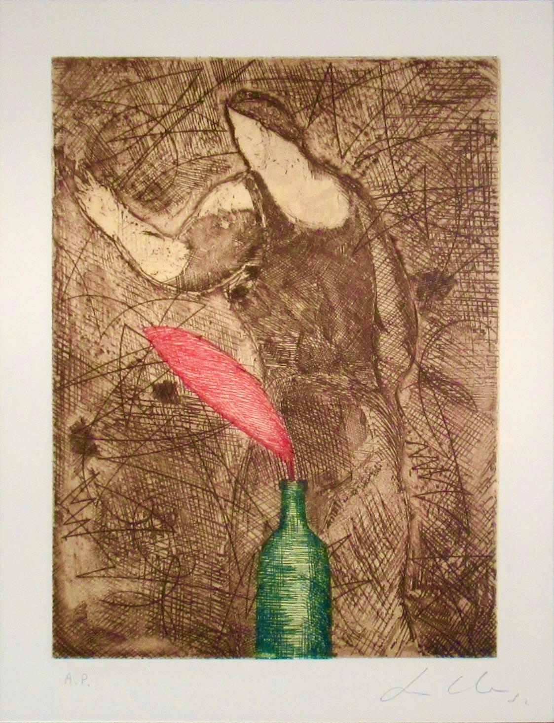 Man avec une bouteille - Print de Sandro Chia