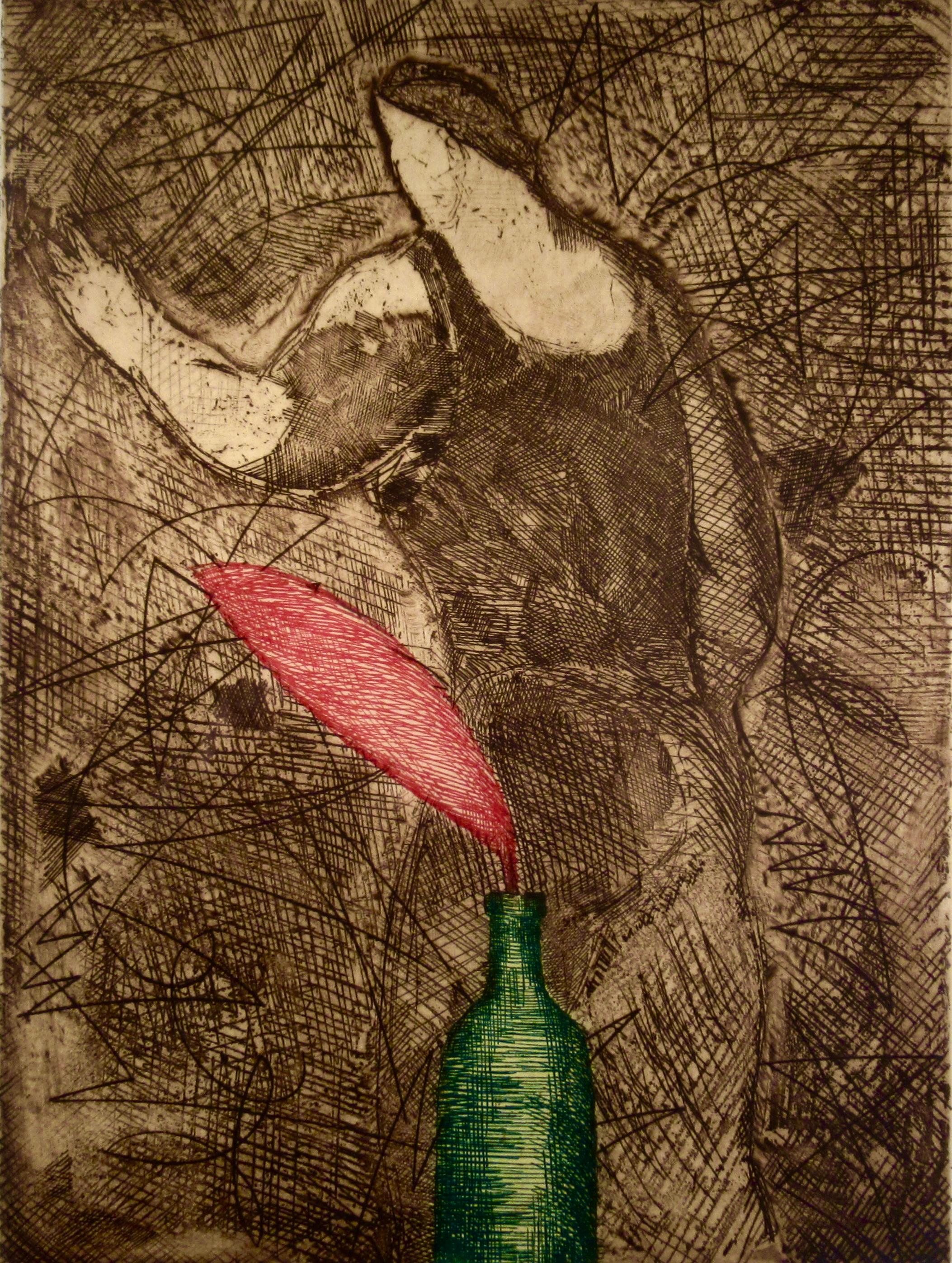 Man avec une bouteille - Néo-expressionnisme Print par Sandro Chia