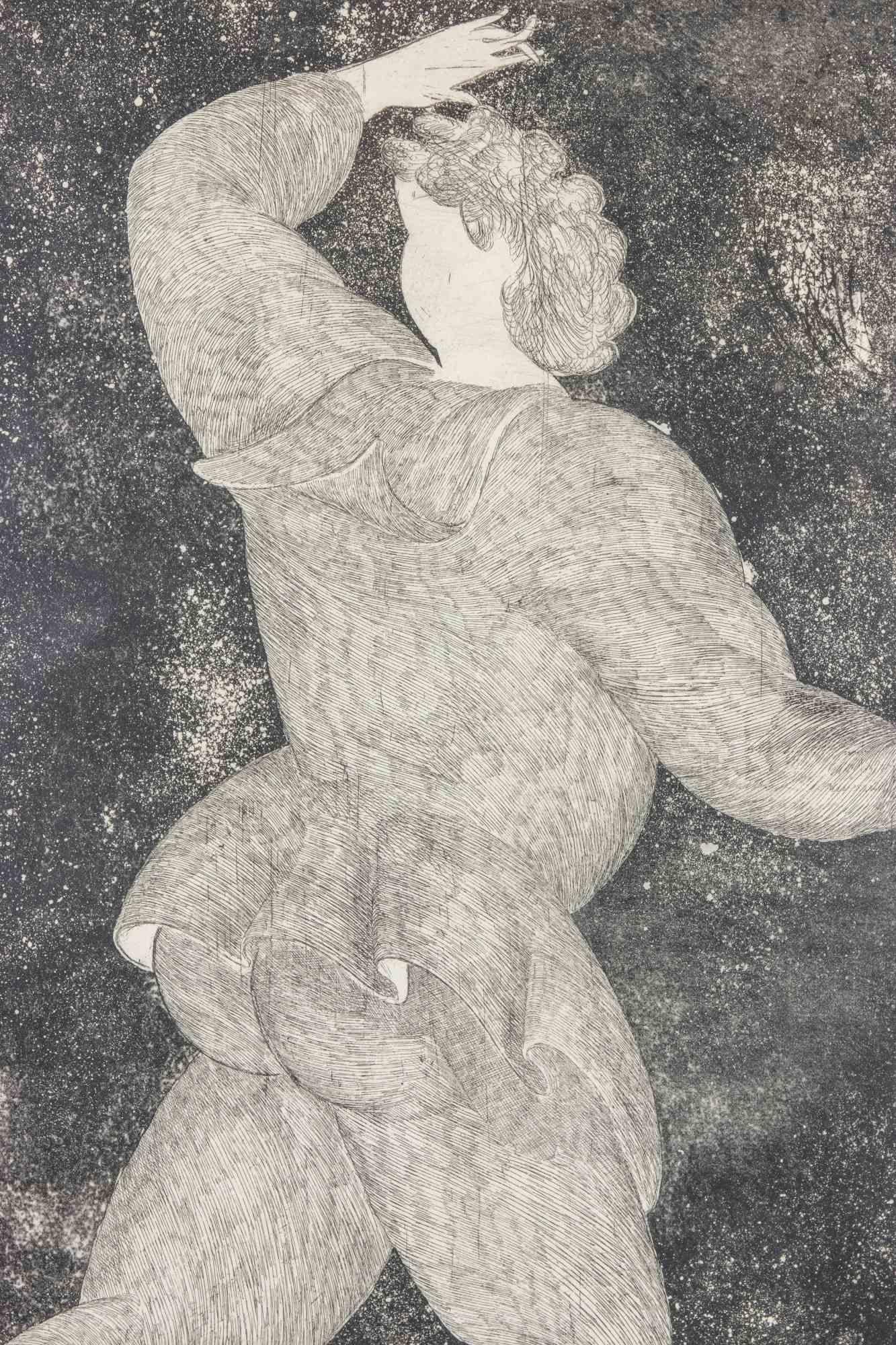 Chico que corre con dedos extraños - Grabado de Sandro Chia - 1981 en venta 1