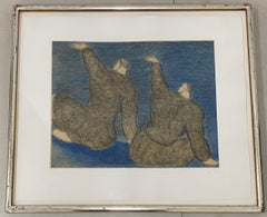 chia boys Sandro Chia "Two Boys on a Raft" Original Etching W/ Aquatint C.1982
