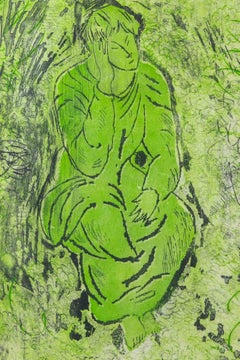 Incisione “Donna seduta”, prova d’artista firmata, stile moderno, 1983