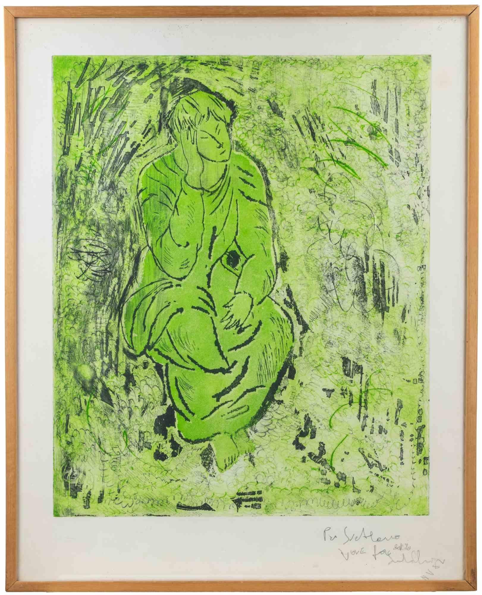 Eau-forte et aquatinte réalisées par Sandro Chia en 1983.

Comprend un cadre en bois cm. 75x61.

Épreuve d'artiste, signée et dédicacée, sur une édition de 50.

Très bon état.