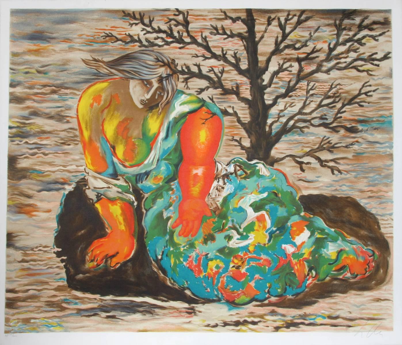 Artista: Sandro Chia, italiano (1946 - )
Título: Mujer sentada
Año: hacia 1979
Medio: Litografía, firmada y numerada a lápiz
Edición: AP XXI/XXV 
Tamaño: 97,79 cm x 113,03 cm (38,5 pulg. x 44,5 pulg.)