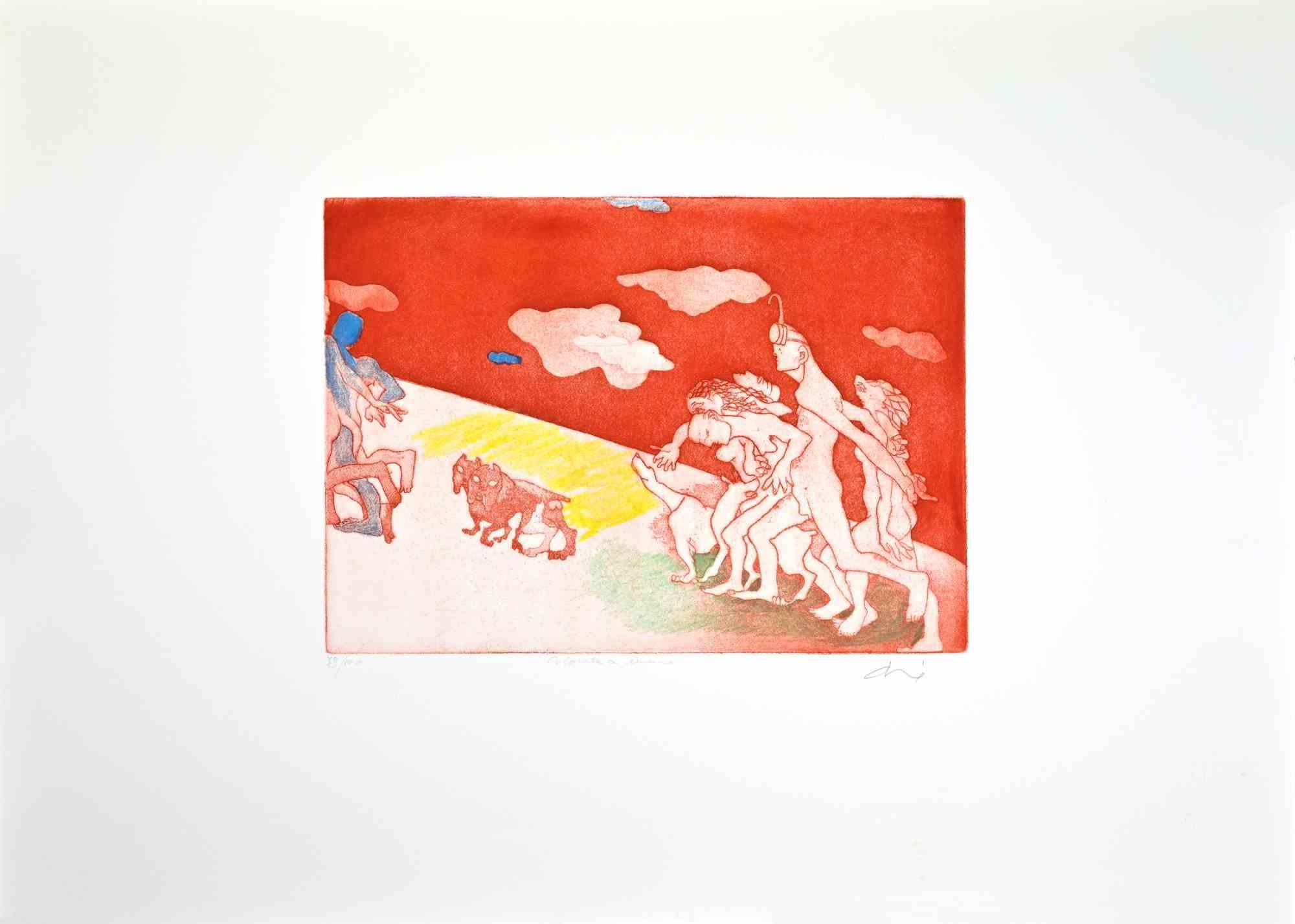 Nageurs - Gravure de Sandro Chia - années 1990 en vente 1