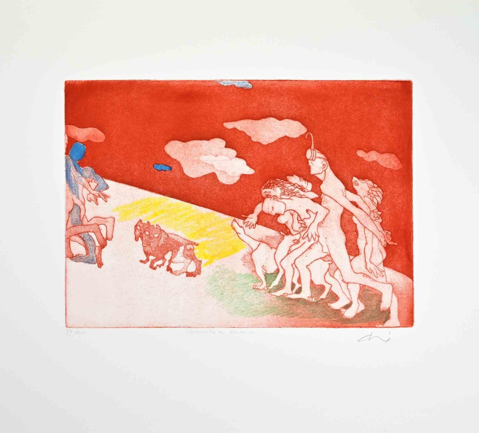Nageurs - Gravure de Sandro Chia - années 1990