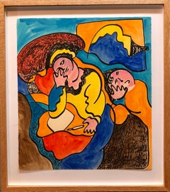 Woodblock Heliorelief with Hand Painting "Novel" Italian Post Modernist Pop Art