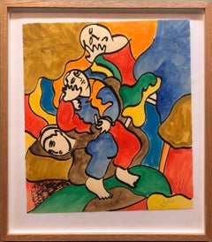 Woodblock Heliorelief with Hand Painting "Novel" Italian Post Modernist Pop Art