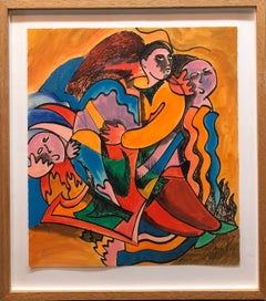 Holzschnitt-Heliorelief mit Handbemalung „Novel“ – italienische postmoderne Pop-Art