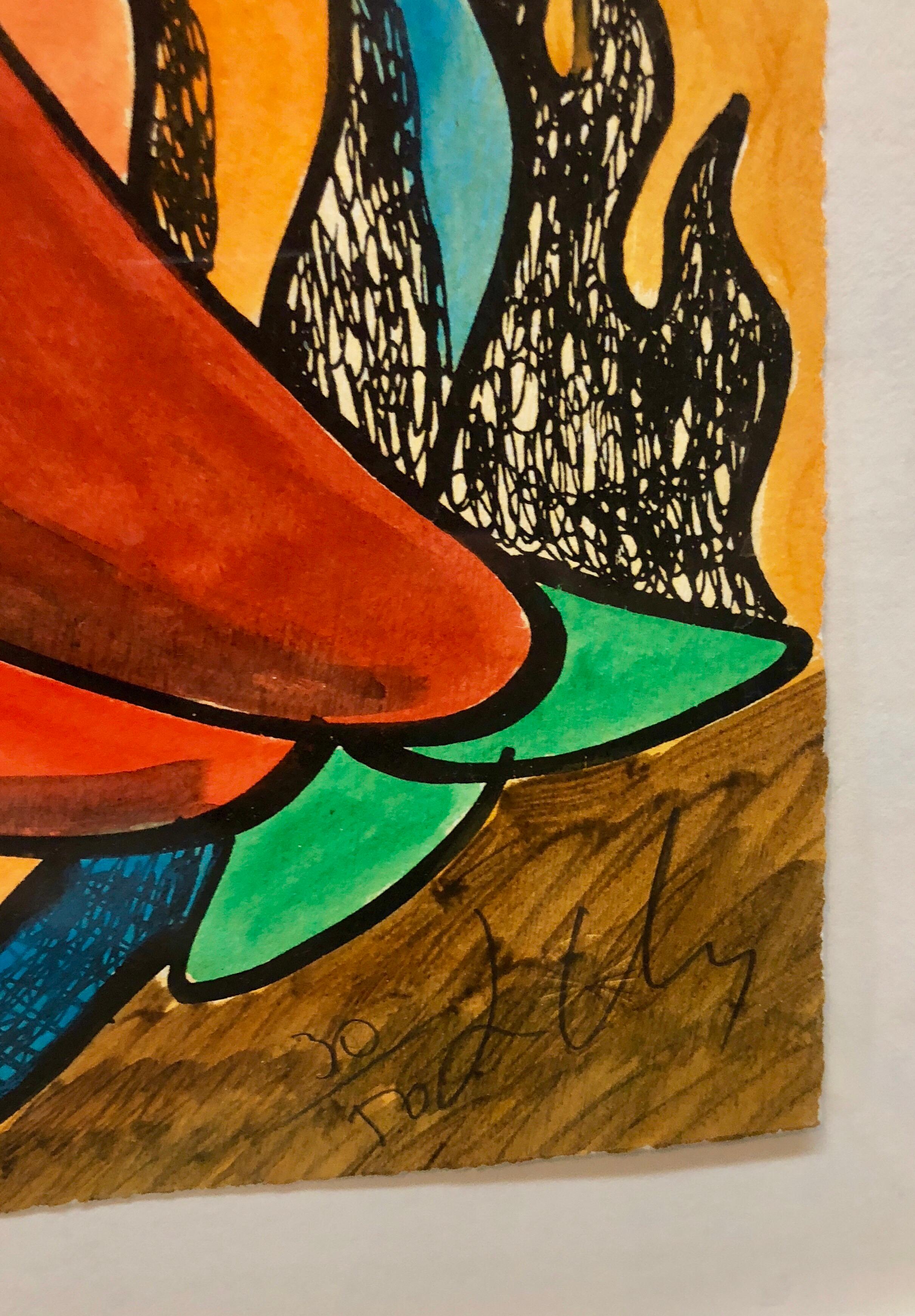 Edizione firmata a mano di 50 esemplari con timbro a secco. Romanzo sorprendente
Woodblock ed eliolievi con dipinti a mano
18-1/2 x 16-1/4 pollici (solo foglio senza cornice)

Biografia: Sandro Chia è nato a Firenze nel 1946. Ha studiato