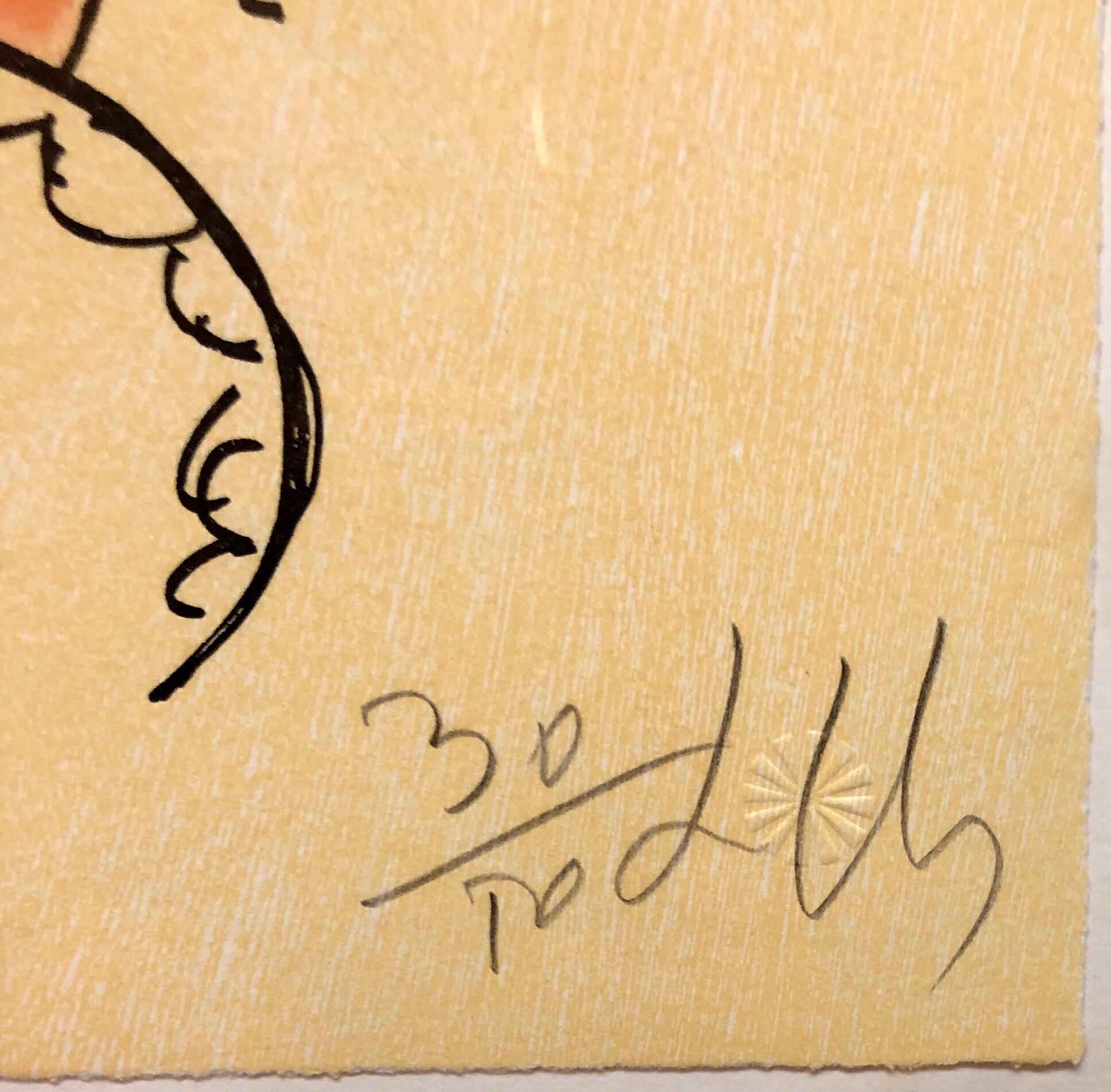 Woodblock Heliorelief con pittura a mano 