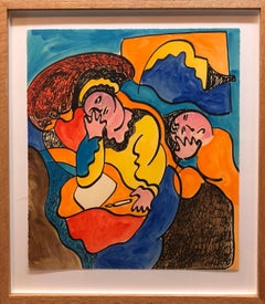 Woodblock Heliorelief with Hand Painting "Novel" Italian Post Modernist Pop Art