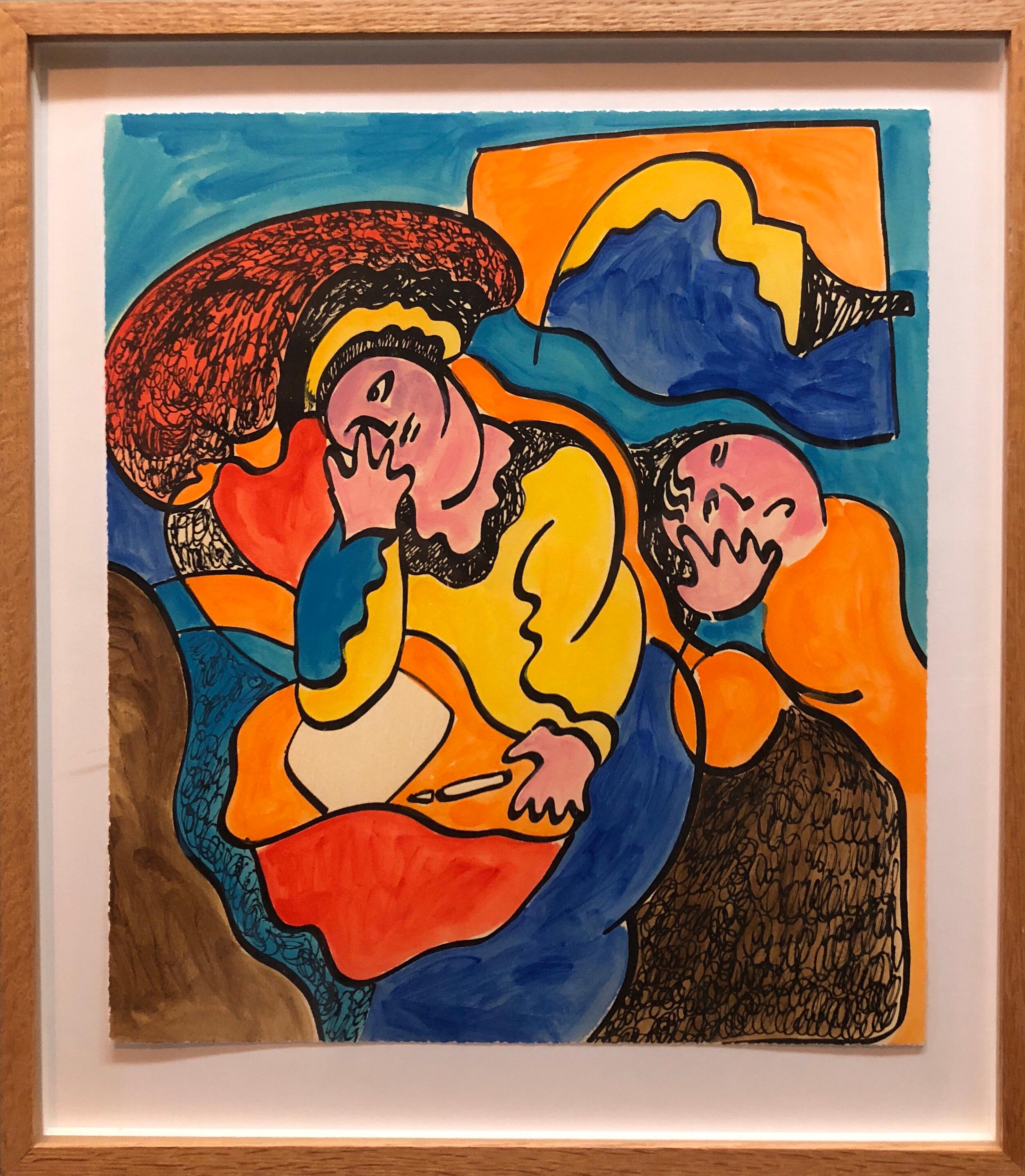 Woodblock Heliorelief con pittura a mano "Novel" Arte Pop Post Modernista Italiana