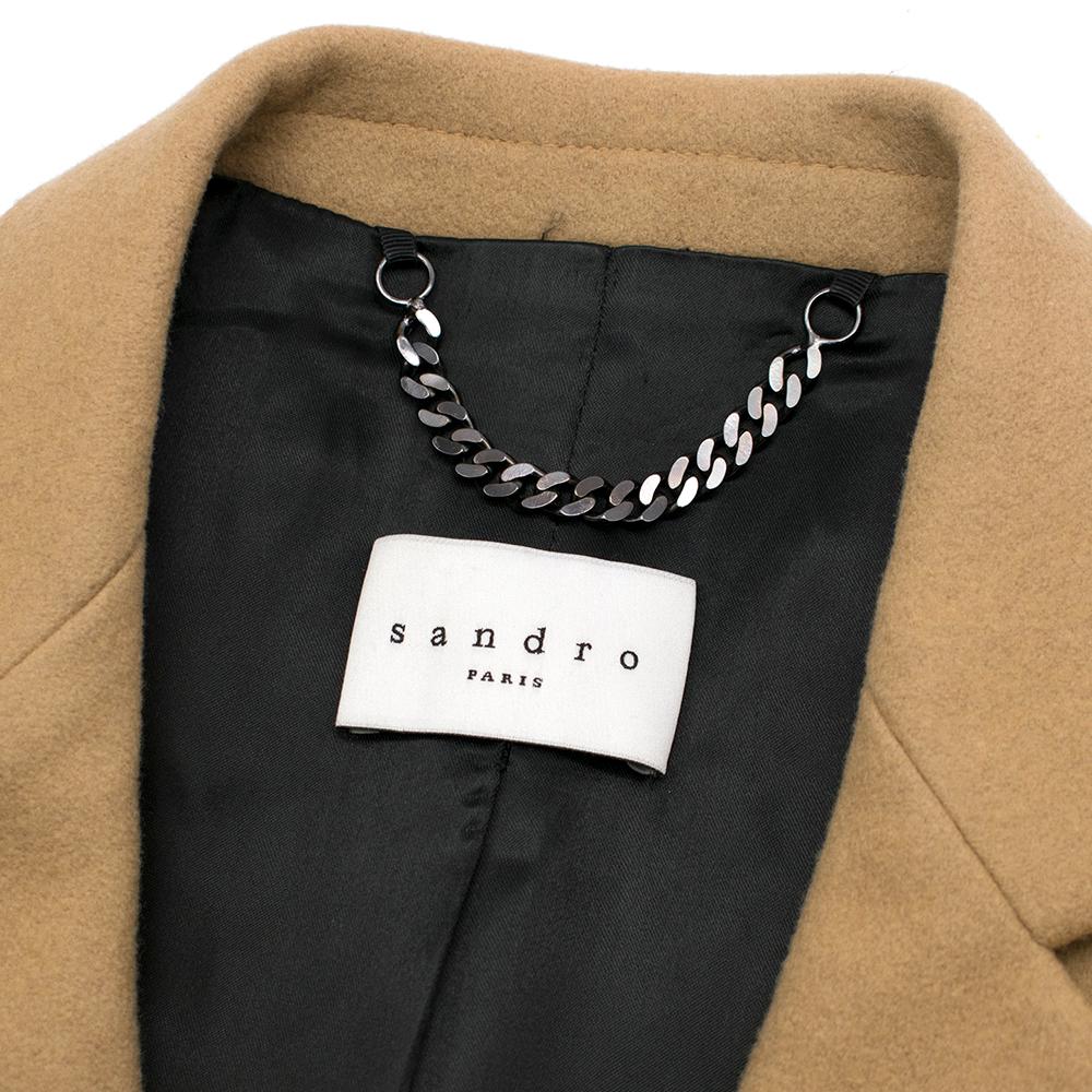 Sandro Classic Tailored Camel Coat SIZE 34 In Excellent Condition In London, GB