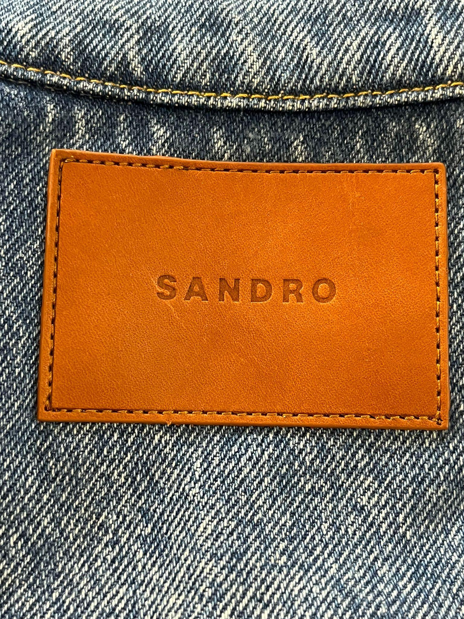 Bleu Sandro - Veste en jean délavé en coton