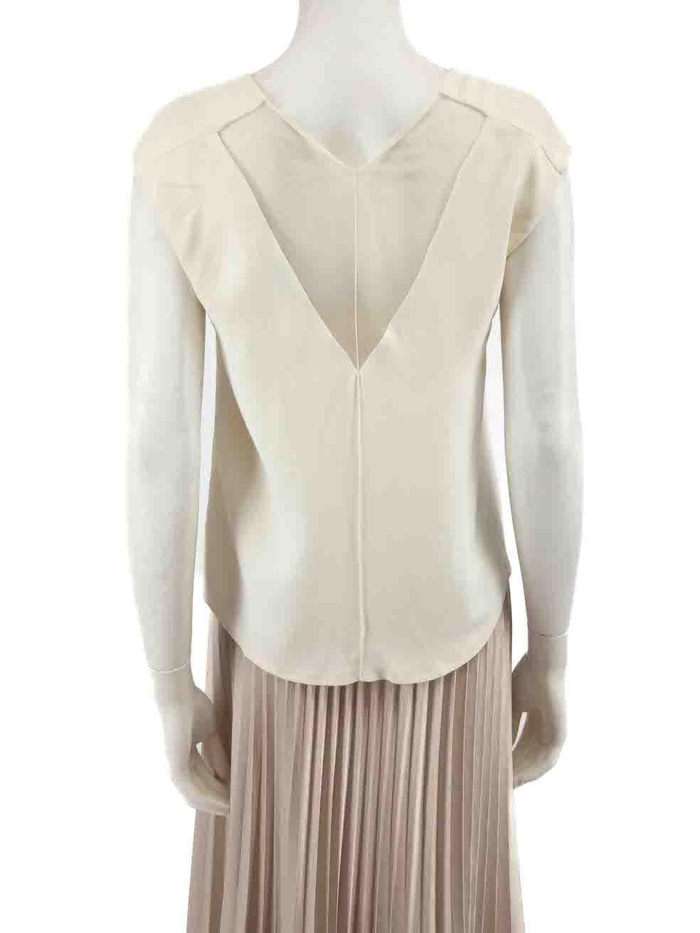 Sandro Cream Sleeveless Sheer Panel Top Size S In Good Condition For Sale In London, GB