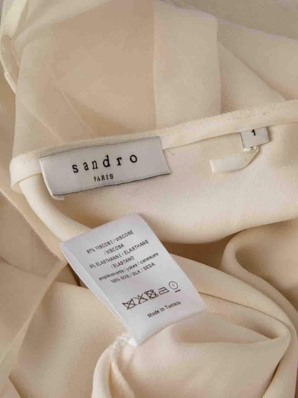 Sandro Cream Sleeveless Sheer Panel Top Size S For Sale 2