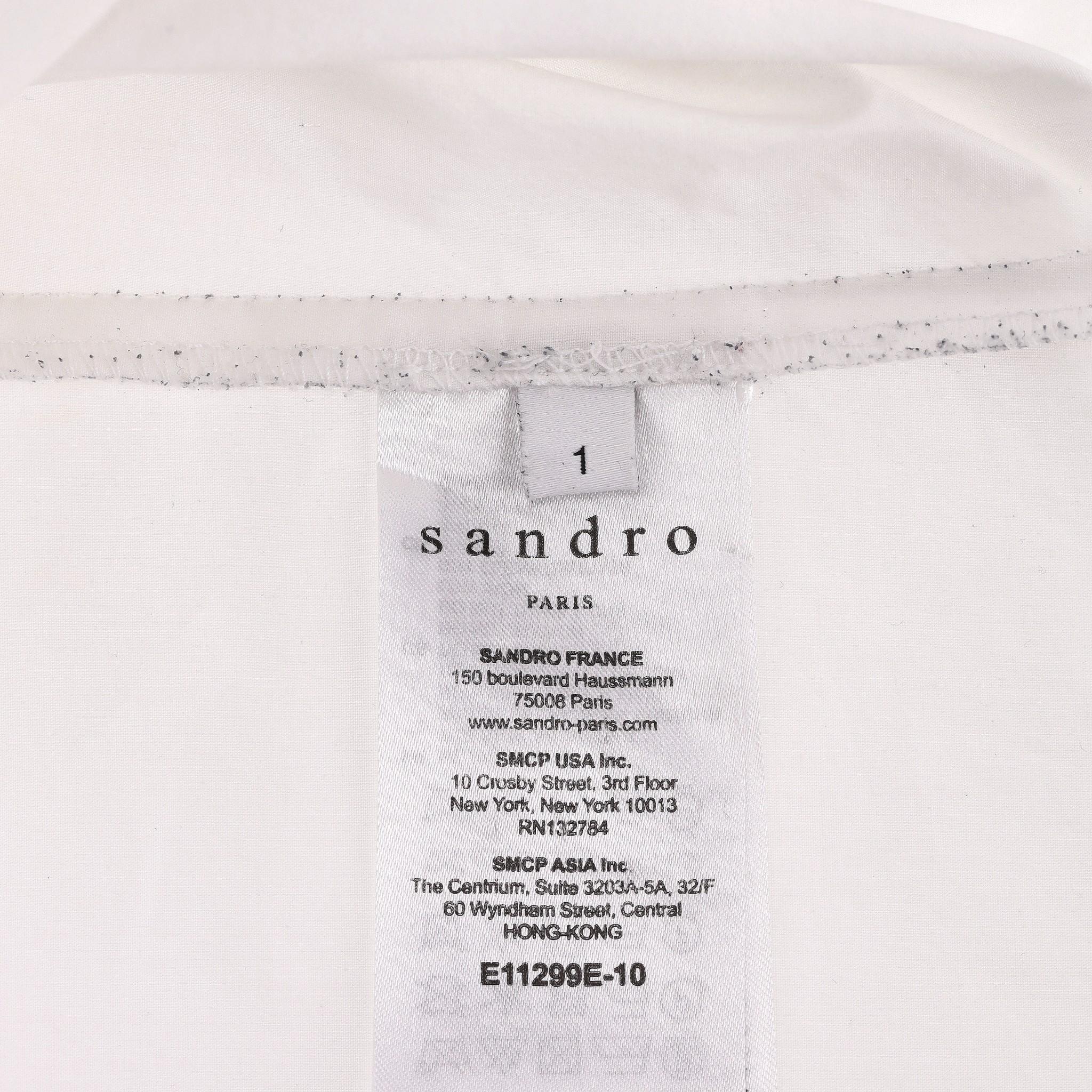 Sandro Crochet Embellished Cotton Shirt For Sale 2