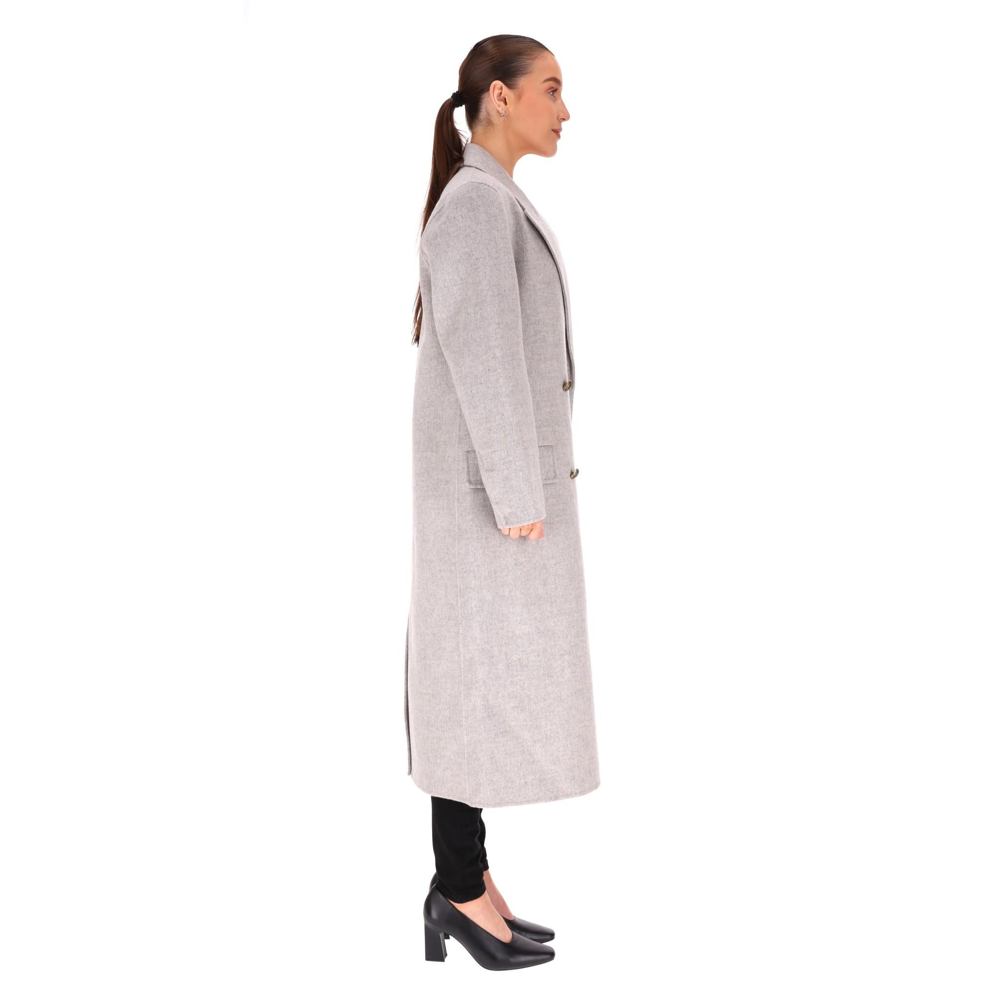Grigio Sandro Cappotto doppiopetto in lana in vendita