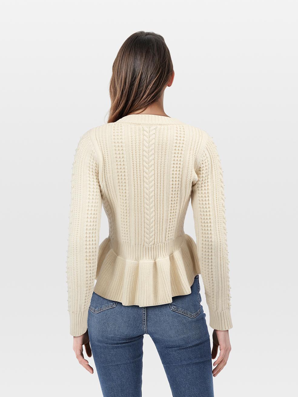 CONDITION is Very good. Minimal wear to jumper is evident. Minimal wear to internal neckline and internal right sleeve cuff with discolouration marks on this used Sandro designer resale item. Discolouration may need gentle hand wash contrary to dry