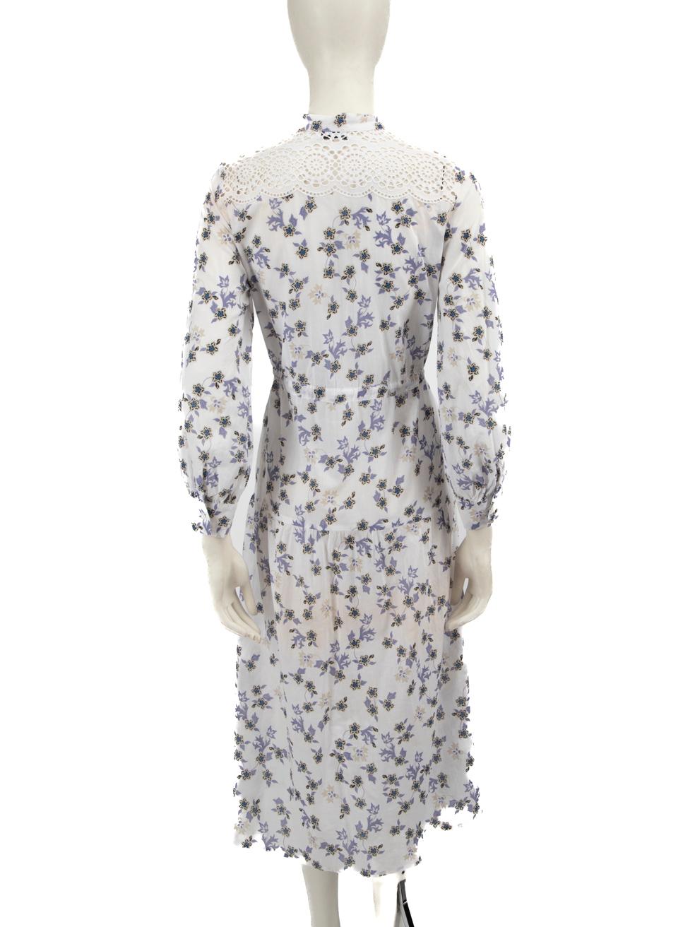 Sandro Vestido Midi Estampado Floral Detalle Broderie Talla S Gris