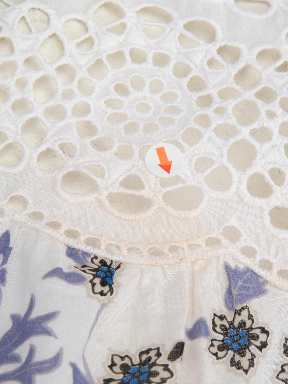 Sandro Vestido Midi Estampado Floral Detalle Broderie Talla S 1