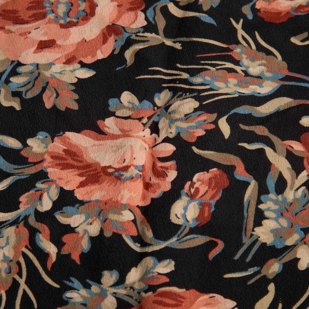 Brown Sandro Floral Print Midi Long Sleeve Dress Size M For Sale
