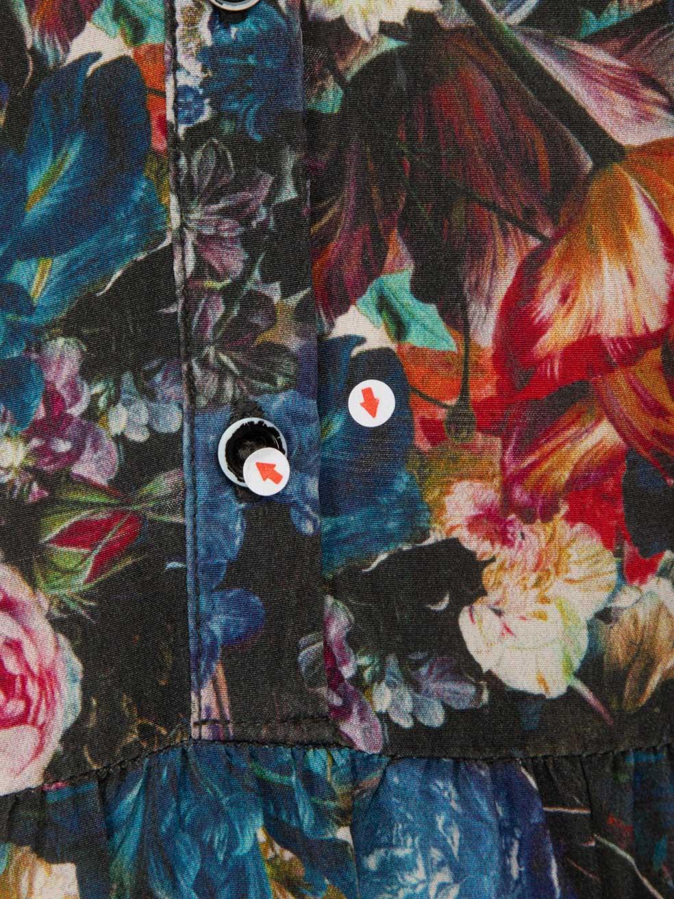 Sandro Mini-robe à volants en soie à fleurs, taille L en vente 1