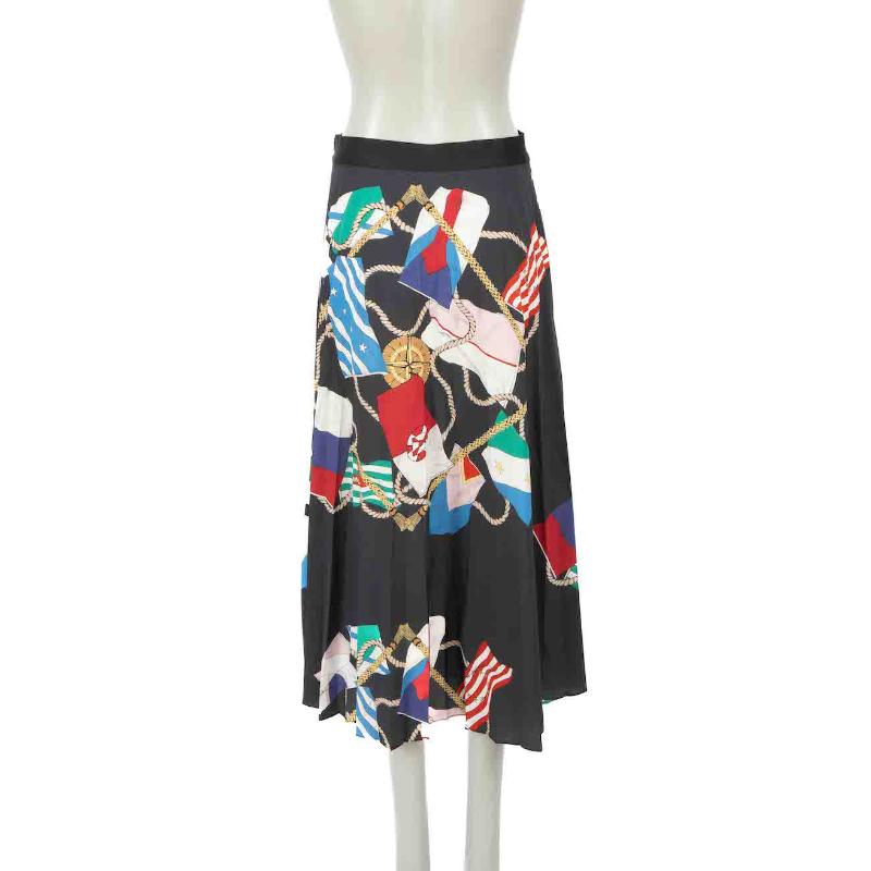 Sandro Gabriella Printed Pleated Midi Skirt Size M In Excellent Condition In London, GB