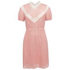 Sandro Gavin Pink Lace Puff Sleeve Mini Sheath Dress M