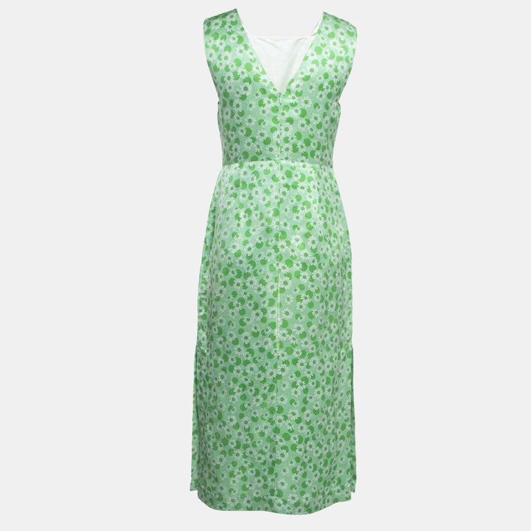 Sandro Green Ashley Floral Print Linen Blend Midi Dress S at 1stDibs