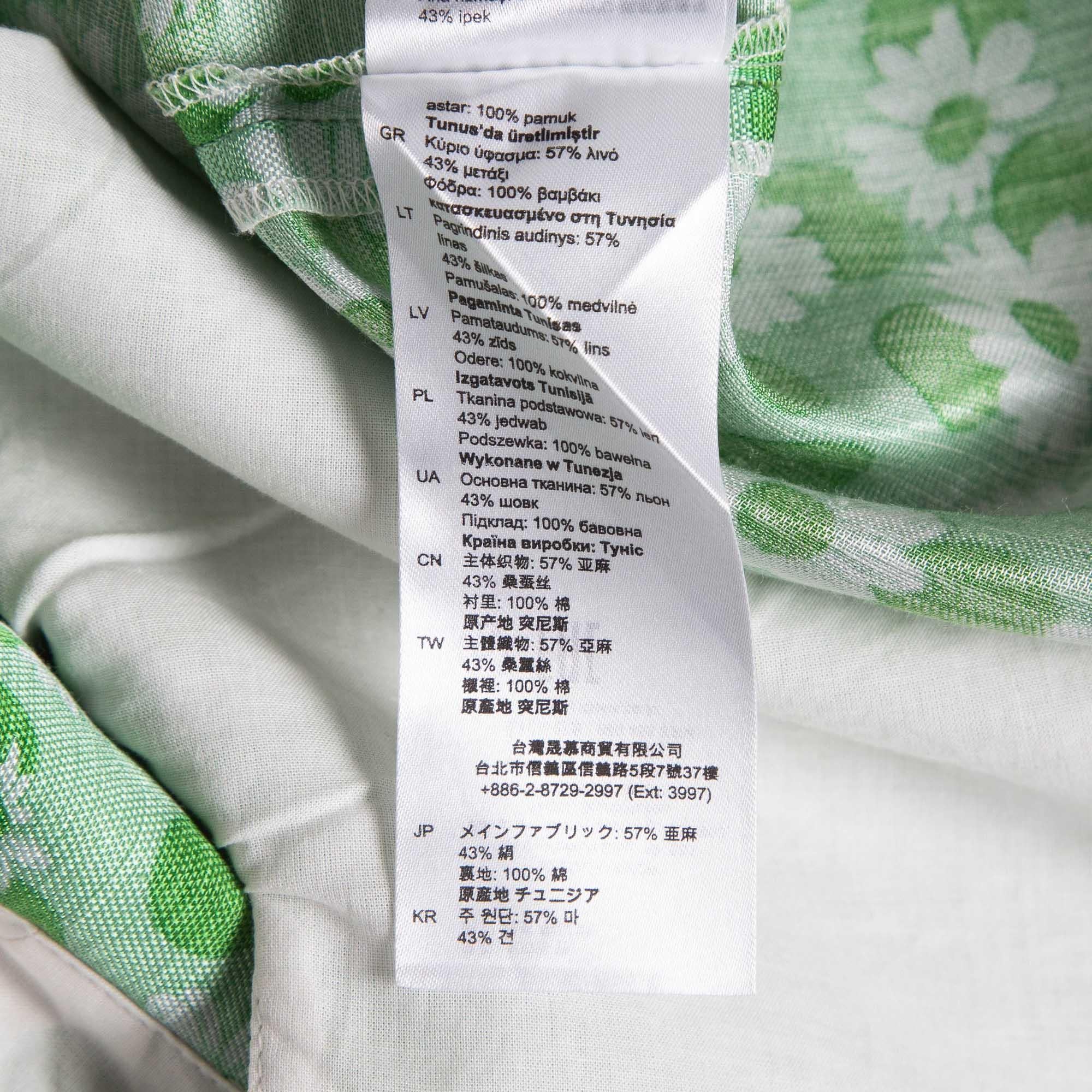 Sandro Green Ashley Floral Print Linen Blend Midi Dress S For Sale 3