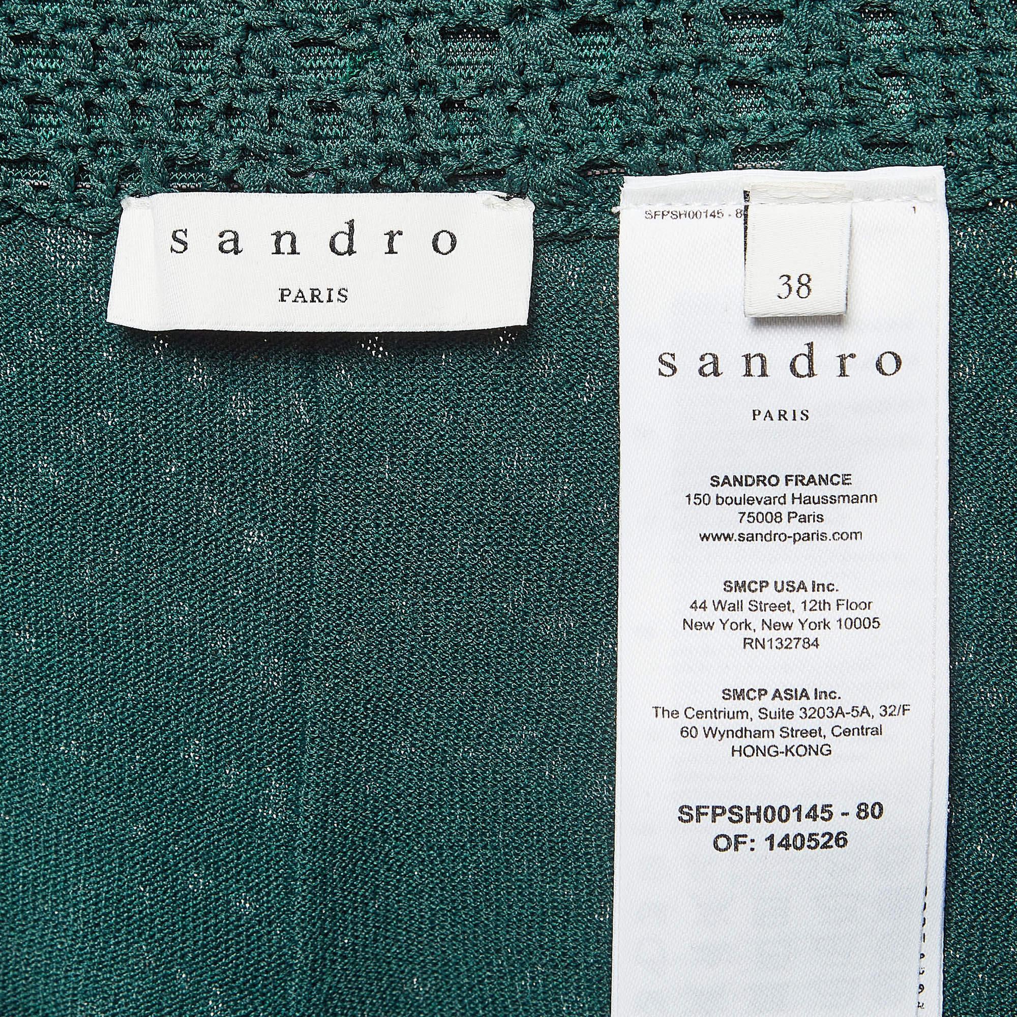 Sandro Short en tricot à motifs de chevrons verts S Excellent état - En vente à Dubai, Al Qouz 2