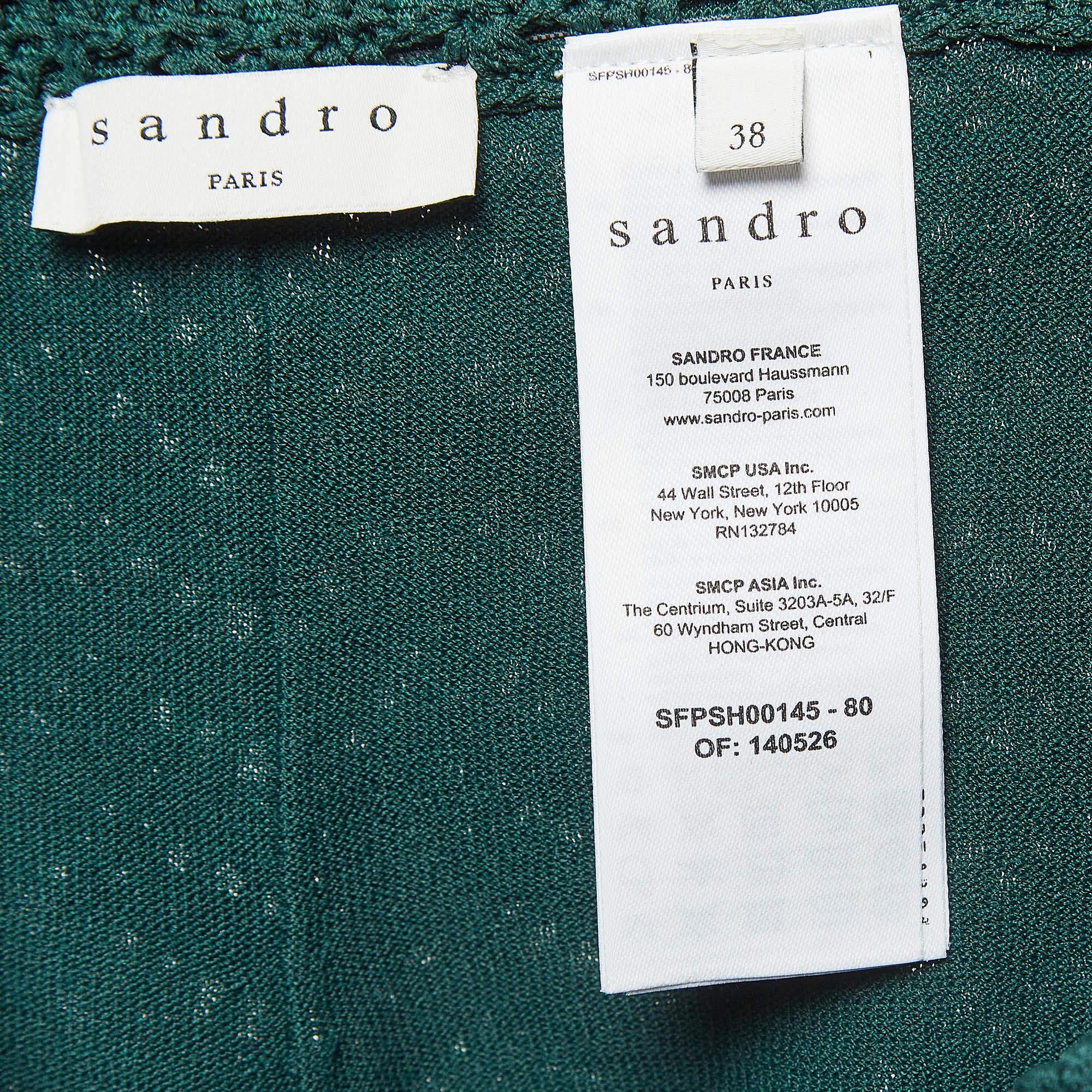Sandro Short en tricot à motifs de chevrons verts S Pour femmes en vente