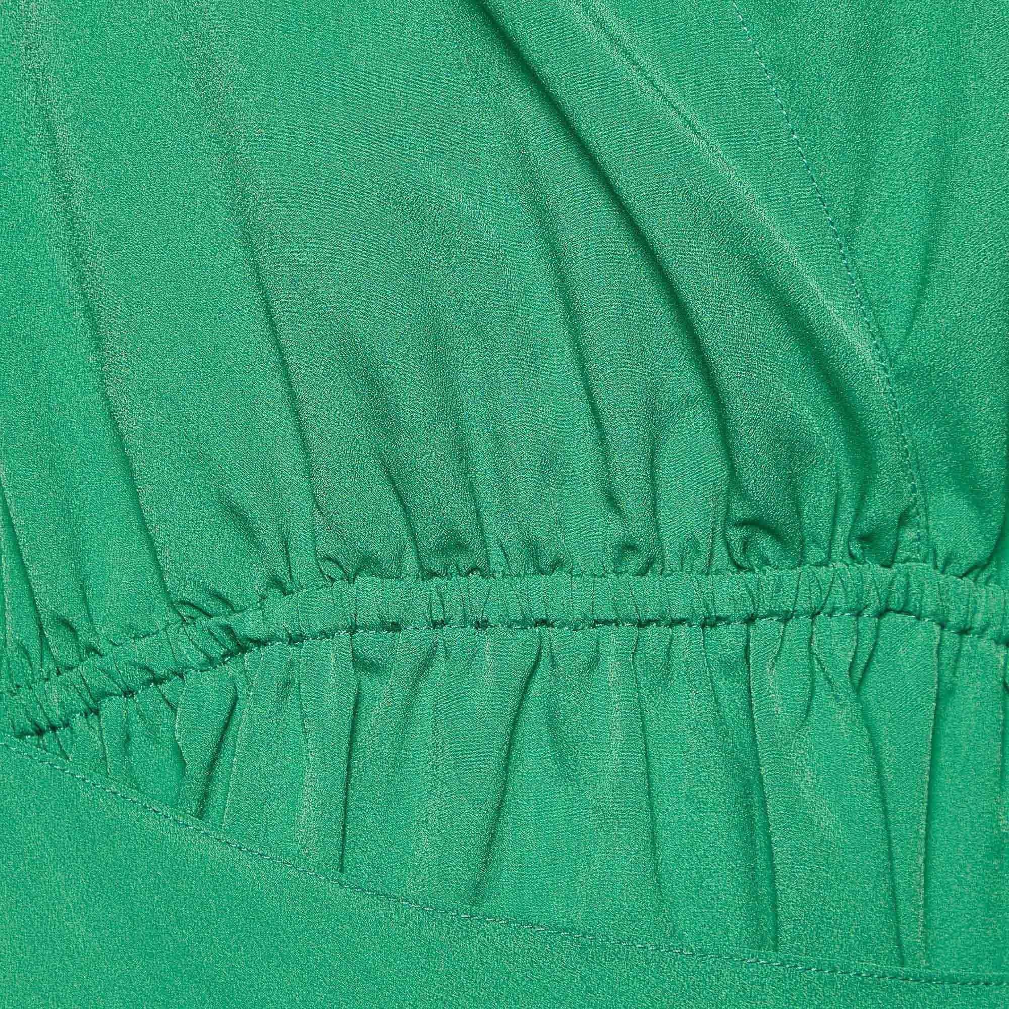 Sandro Green Chiffon Cut-Out Rebella Midi Dress L In Good Condition For Sale In Dubai, Al Qouz 2