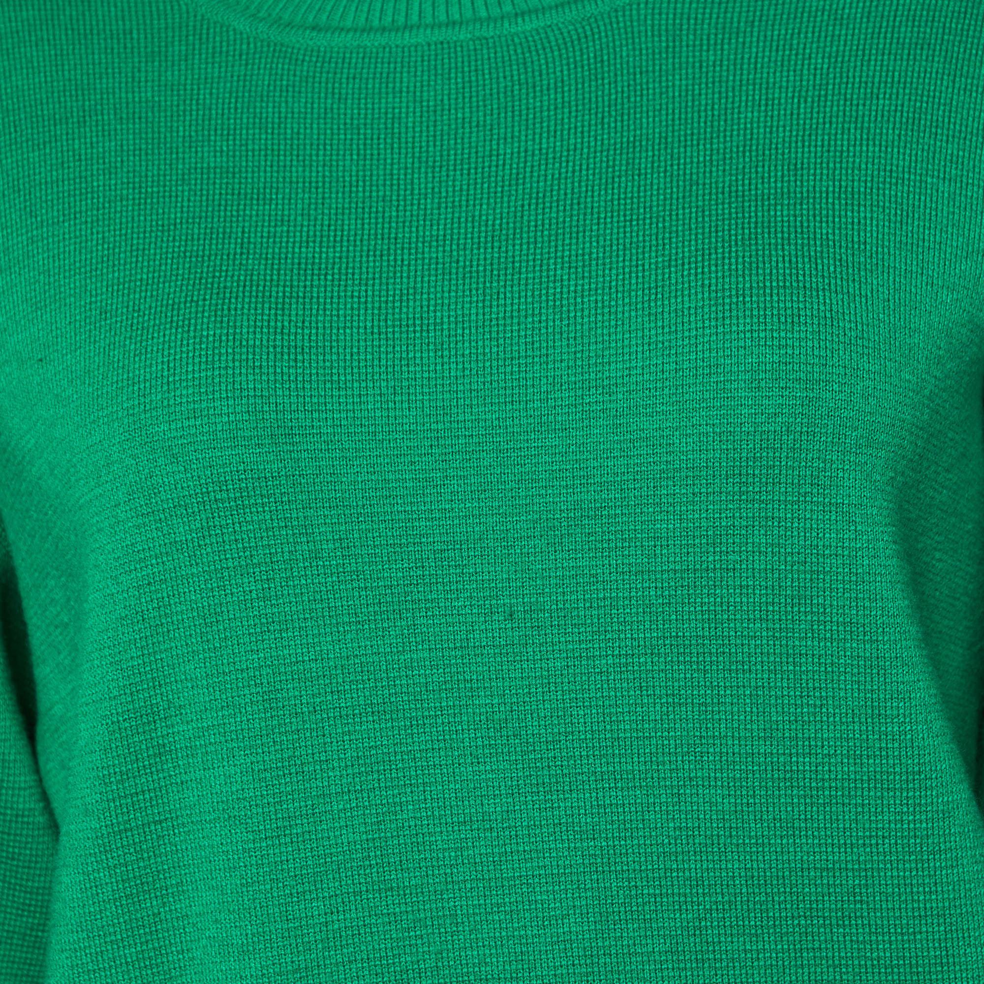 Sandro Green Embellished Knit Sweater S In Excellent Condition For Sale In Dubai, Al Qouz 2
