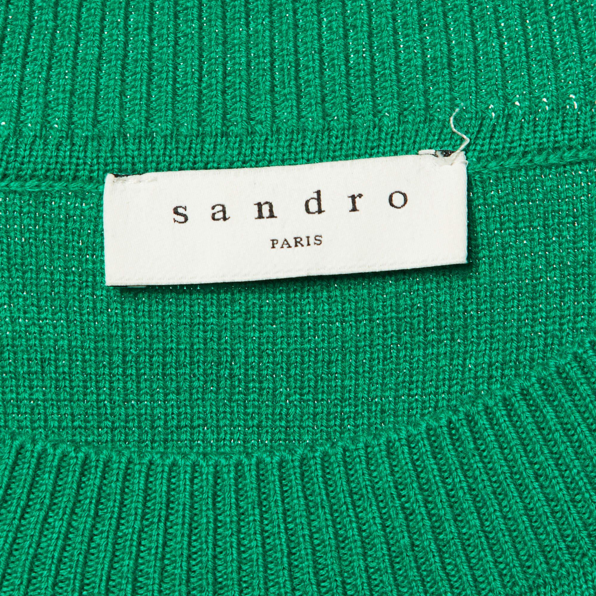 Women's Sandro Green Embellished Knit Sweater S For Sale