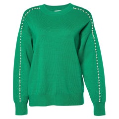 Sandro Green Embellished Knit Sweater S