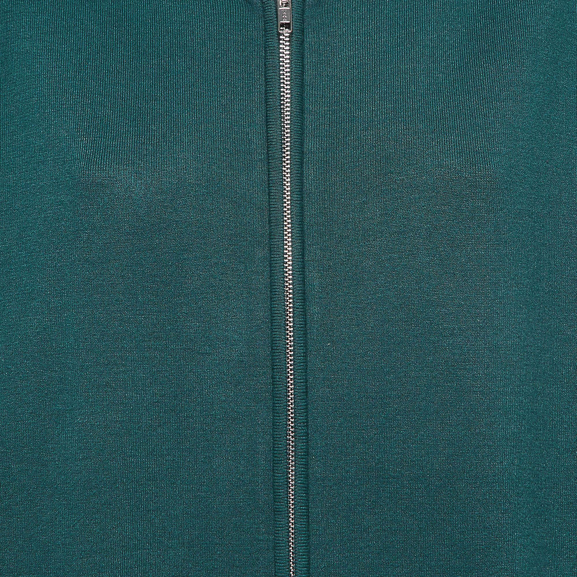 Sandro Green Knit & Denim Oversized Hoodie M In Good Condition In Dubai, Al Qouz 2