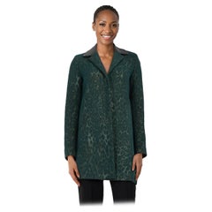 Sandro Green Leopard Print Leather Collar Blazer Size S