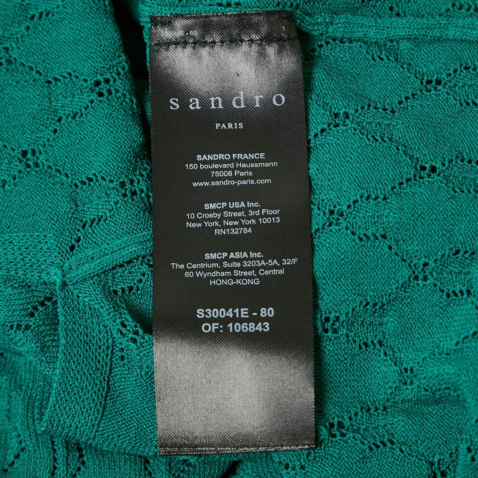Sandro Green Pointelle Stretch Knit Anabelle  Ponticello I.L.A. in vendita 1