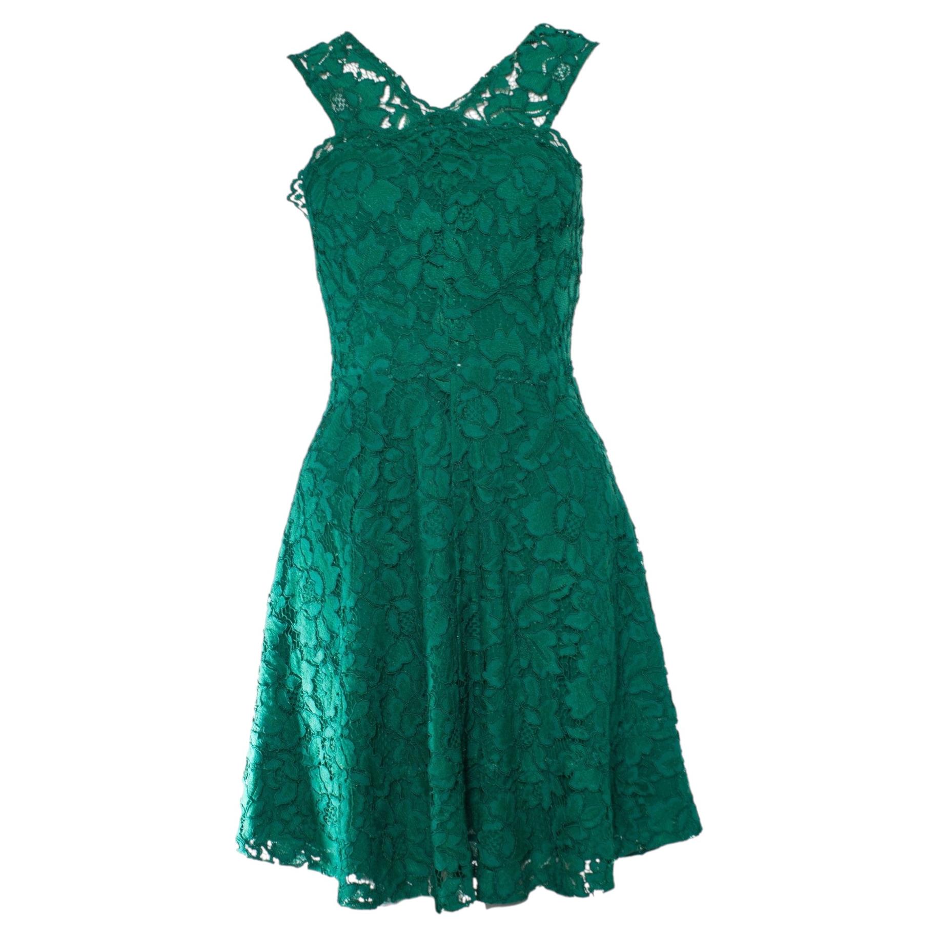 Sandro, Green Riviera sleeveless lace dress.
