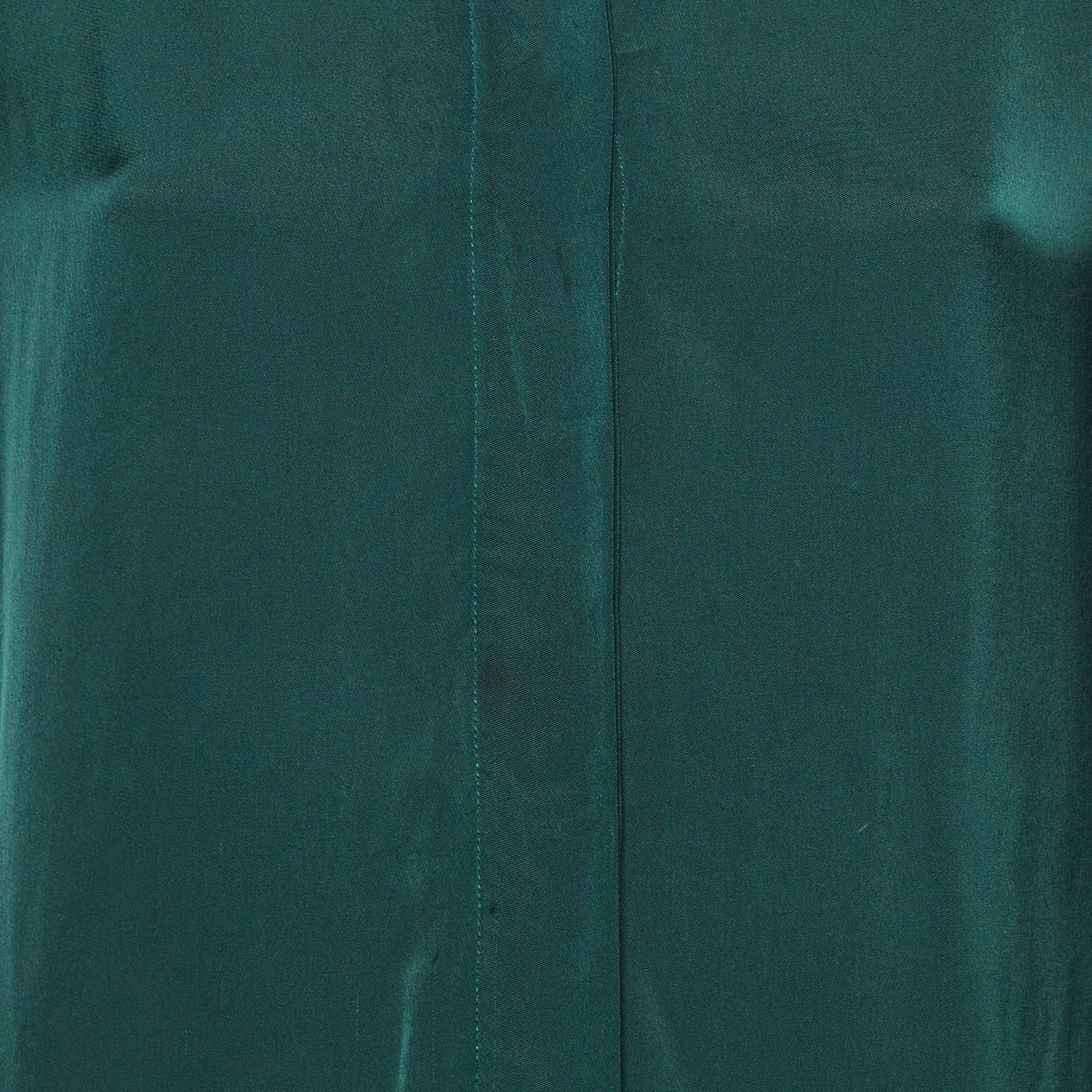 Sandro Green Satin Lace Trimmed Top L In Good Condition For Sale In Dubai, Al Qouz 2