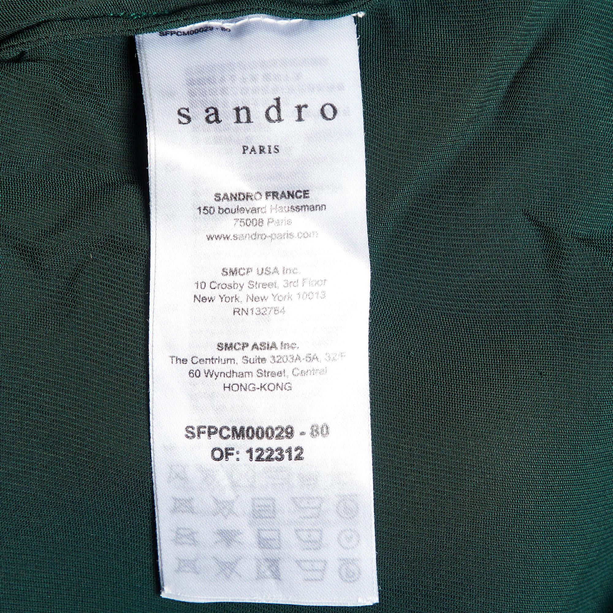 Sandro Green Satin Lace Trimmed Top L For Sale 1