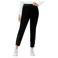 Sandro Green Velvet Slim Zipped Cuff Trousers Size M