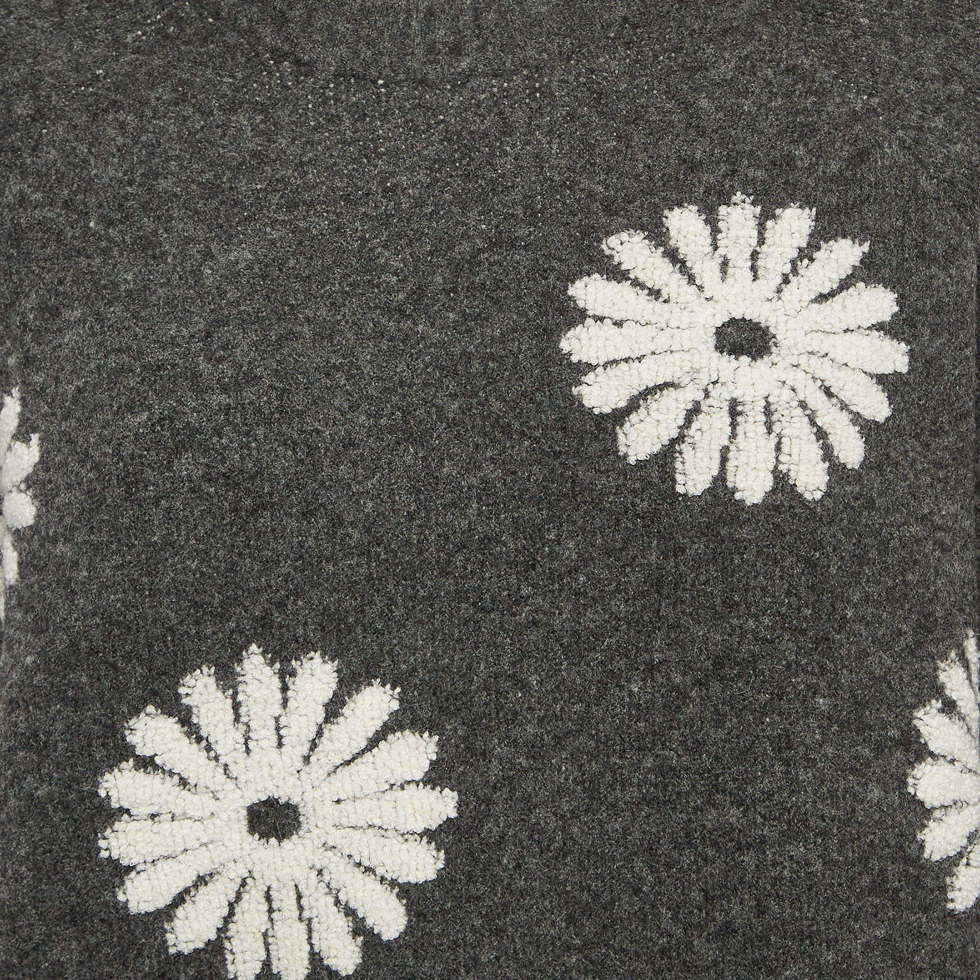 Black Sandro Grey Floral Intarsia Knit Sweater L