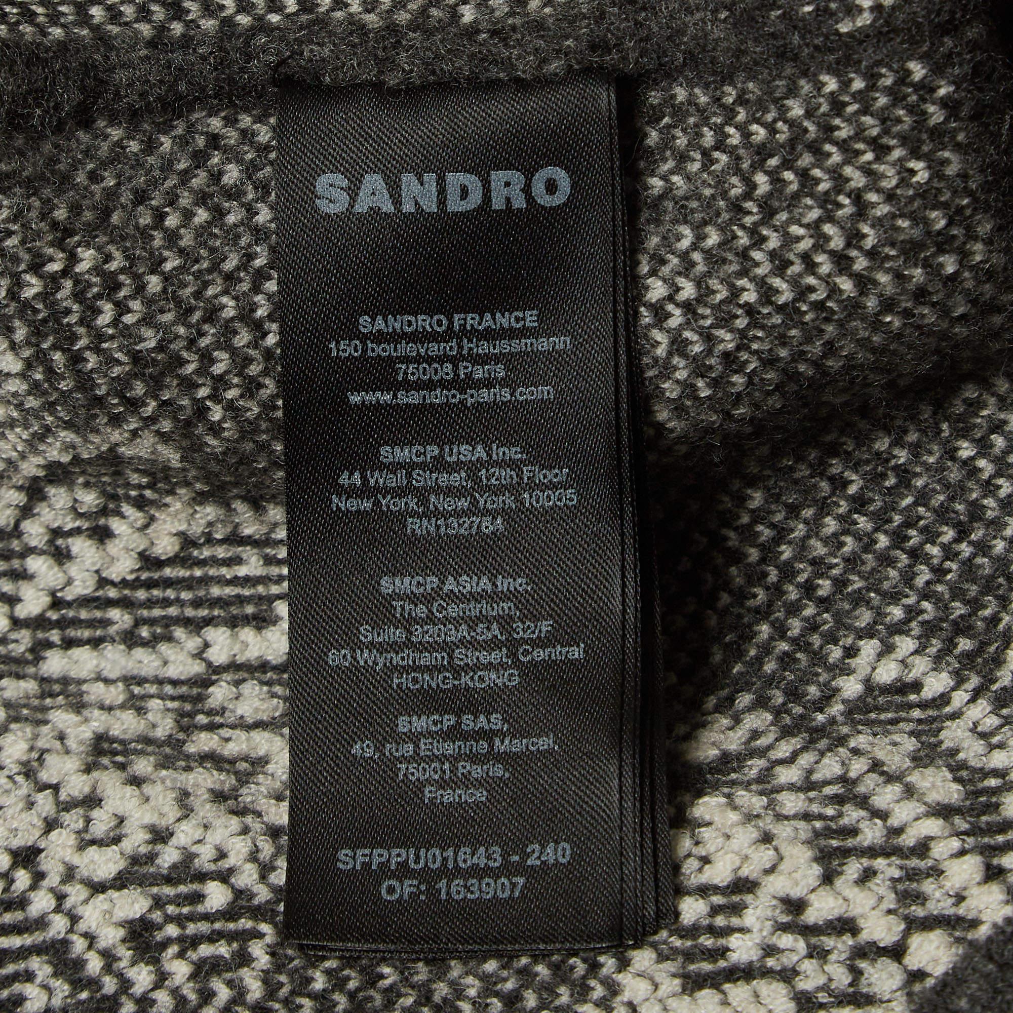 Women's Sandro Grey Floral Intarsia Knit Sweater L